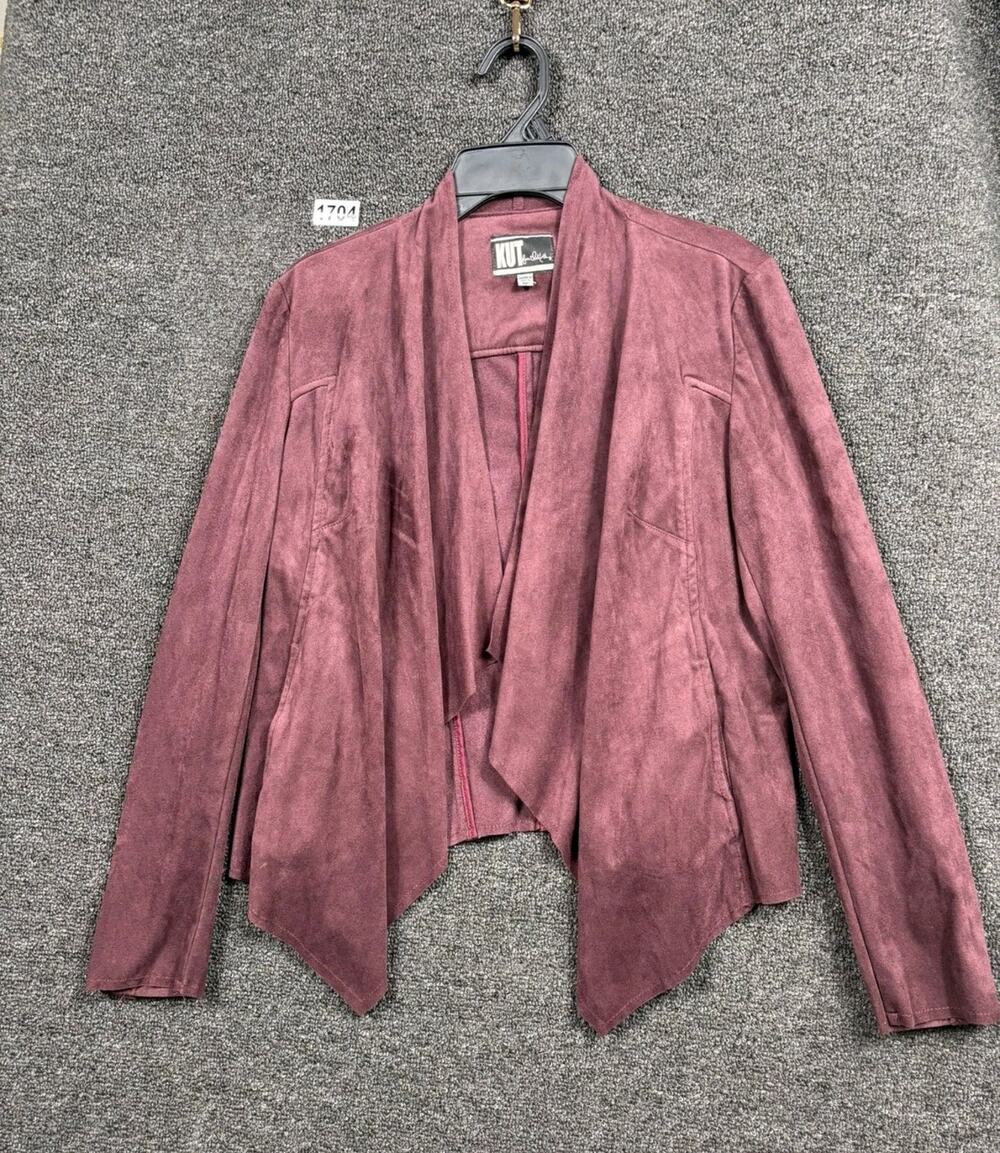 Kut front the Kloth Jacket  Burgundy Faux Suede Drape Waterfall Womens Size MP